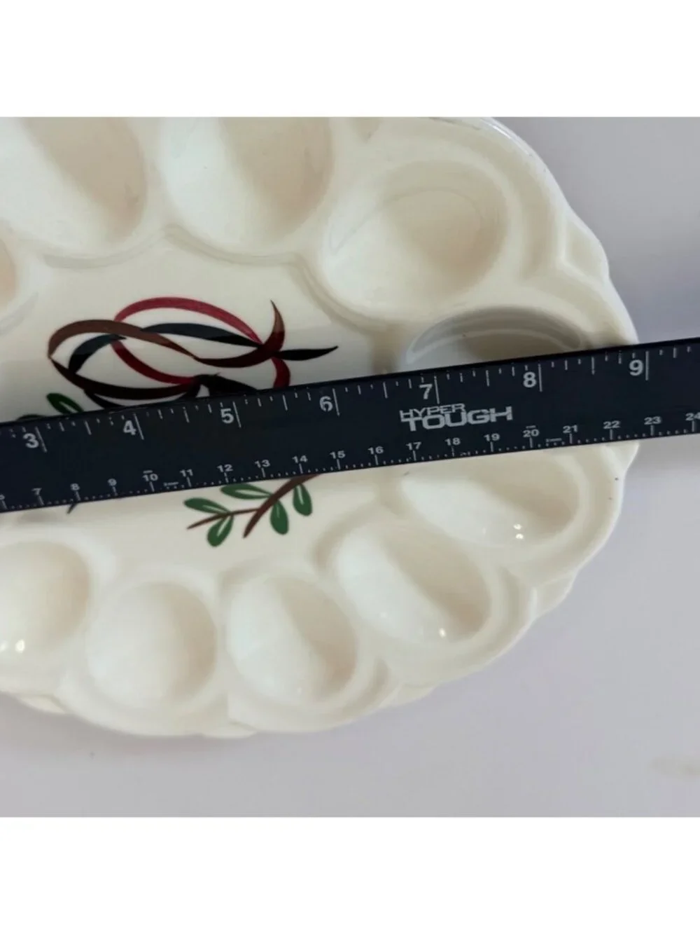 Ceramic Deviled Egg Platter White Rooster Farmhouse Easter Vintage Serving Tray